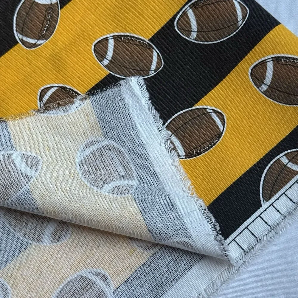 Football Game Day Yellow Black Stripe Home Decor Canvas Fabric Iowa Remnants